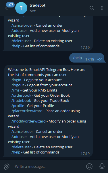 Telegram Trade Bot